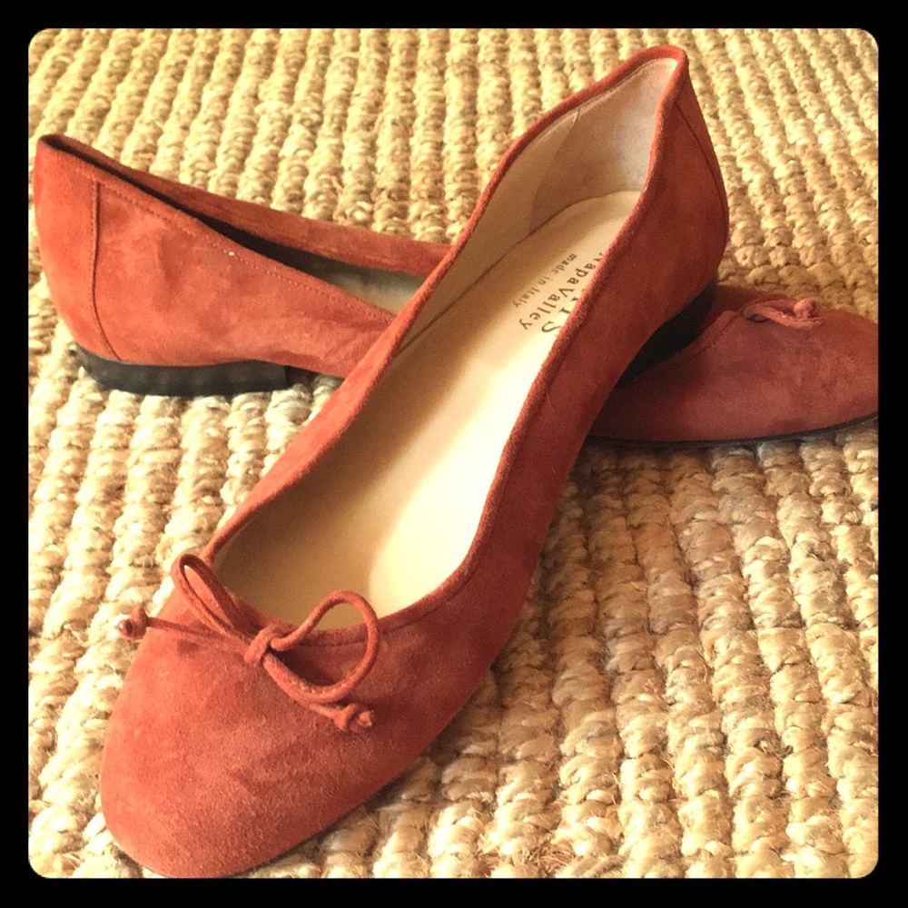 New Italian made russet suede flats